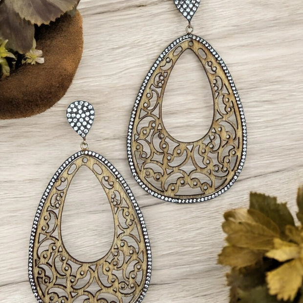 Nature Inspired Wooden Teardrop Earrings