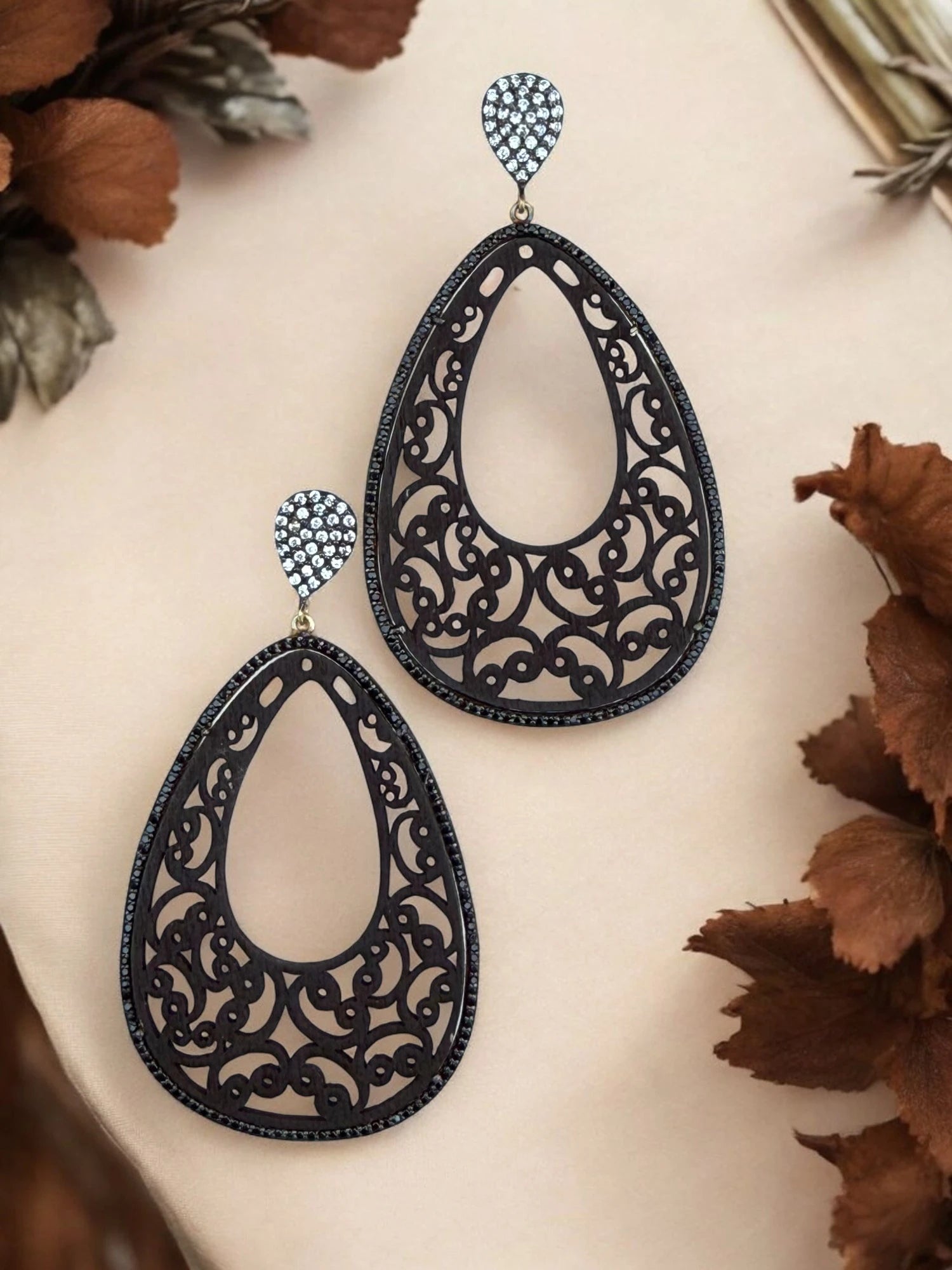 Nature Inspired Wooden Teardrop Earrings