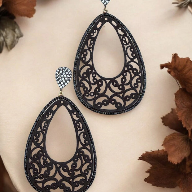Nature Inspired Wooden Teardrop Earrings