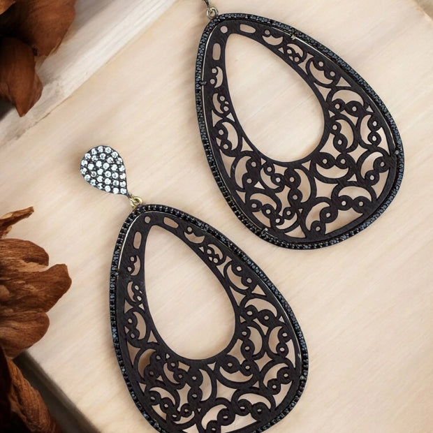 Nature Inspired Wooden Teardrop Earrings