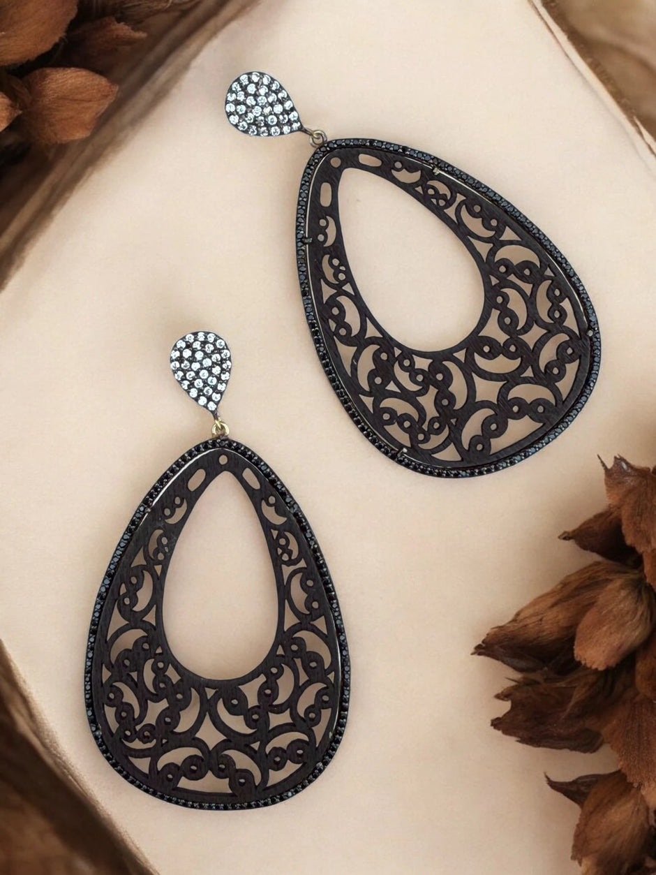 Nature Inspired Wooden Teardrop Earrings