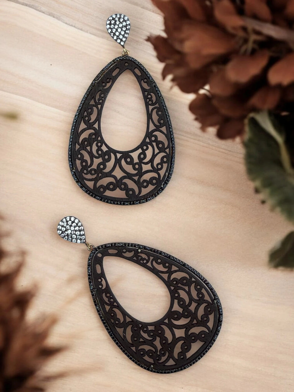 Nature Inspired Wooden Teardrop Earrings