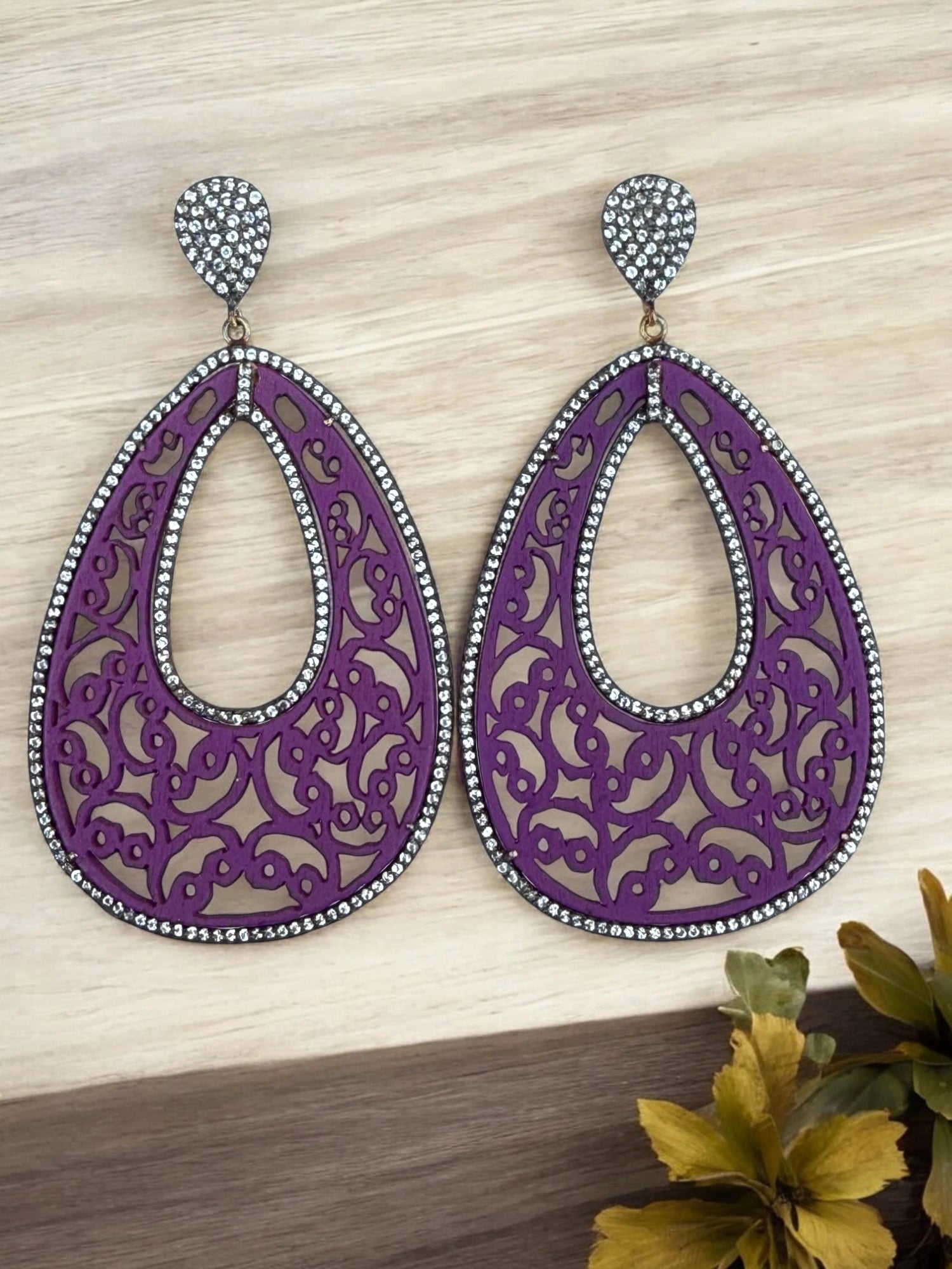 Nature Inspired Wooden Teardrop Earrings