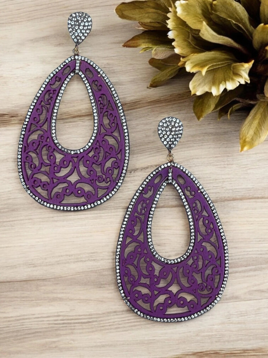 Nature Inspired Wooden Teardrop Earrings