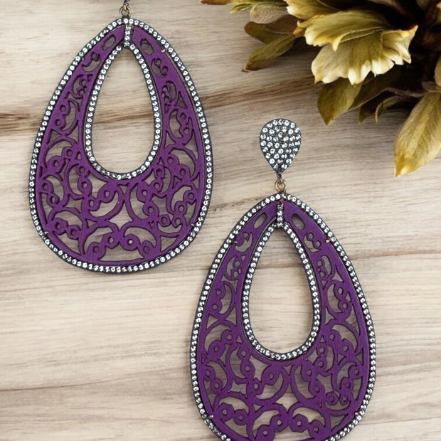 Nature Inspired Wooden Teardrop Earrings