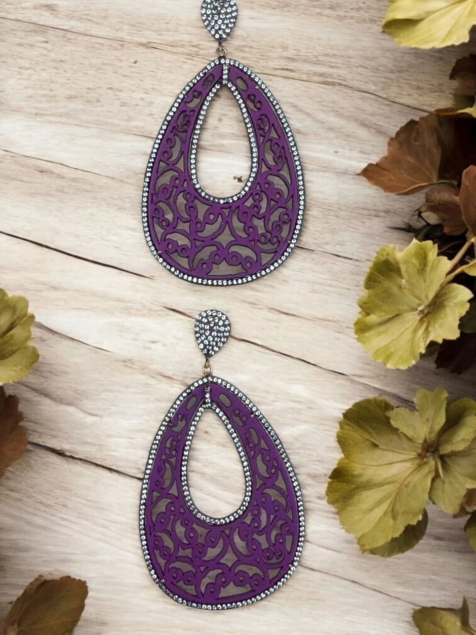 Nature Inspired Wooden Teardrop Earrings