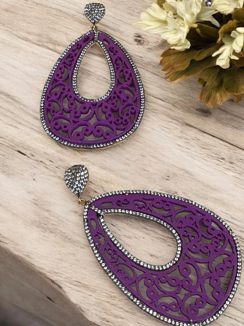 Nature Inspired Wooden Teardrop Earrings