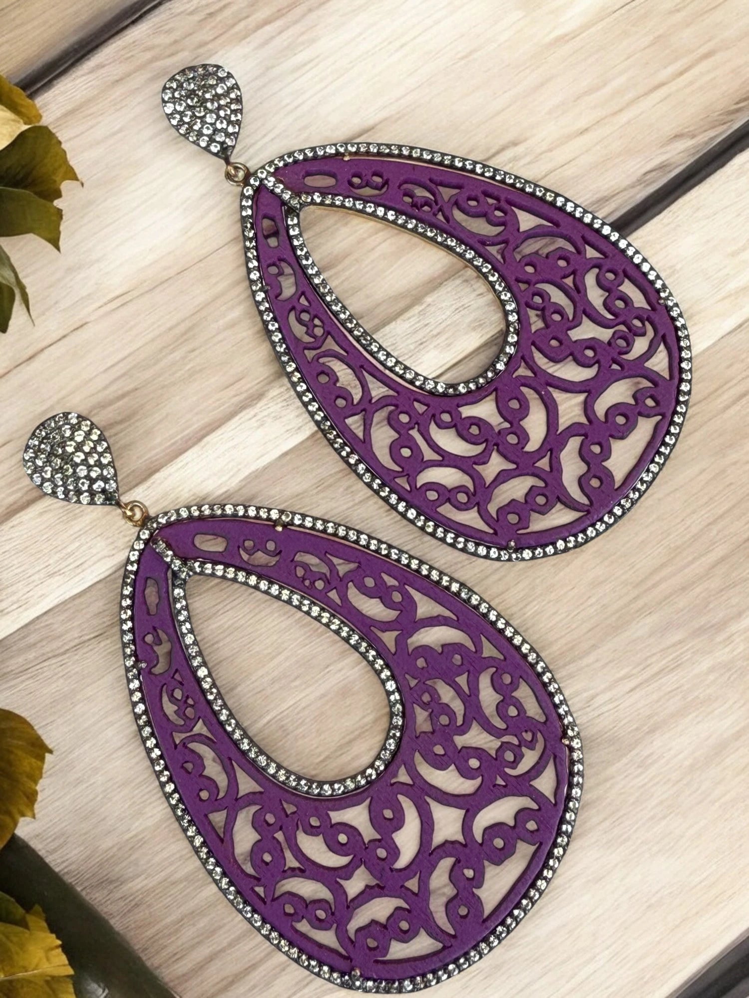 Nature Inspired Wooden Teardrop Earrings